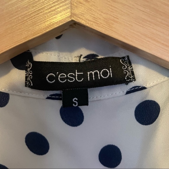 C’est Moi white with black polka dots sleeveless dress CUTE! - Picture 4 of 7